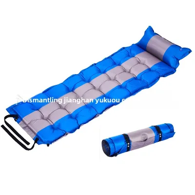 Cross-border Outdoor Inflatable Camping Mattress Bed Foot-pump Automatic Inflating Diamond-patterned TPU Design Built-in Pillow