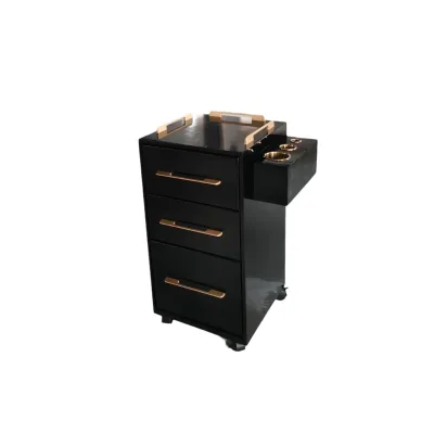 Solid Wood Three-layer Movable Salon Tool Cart for Hairdressing Beauty Tattooing & Foot Bath Shops
