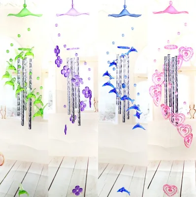 Boutique Furniture Pendants Acrylic Wind Chimes Faceted Dolphin Wind Chimes Candy Color Hearts Flowers Multi-tube Wind Chimes