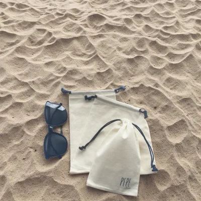 Custom Logo 13x20cm Cotton Muslin Dust Bags Reusable Drawstring Slipper and Swim Suit Pouches