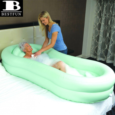High Quality Inflatable Bed Bath Folding Plastic Blow up air Medical Bathtub in Bed Vinyl Patients Bed Bath Tub