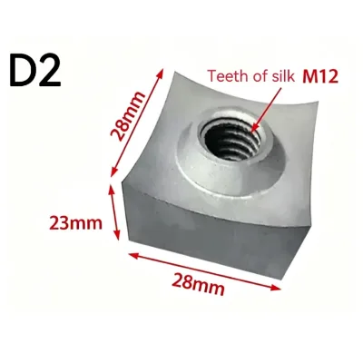 Heavy Duty Square Shredder Knife 28x28x23mm, M12 Internal Thread, D2 Steel Cutter for Double Shaft Waste Processing Equipment