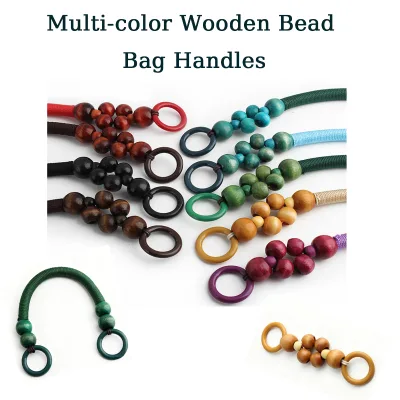 Ready Stock Wooden Bead Bag Handles Multi Color Wood Ring Replacement Strap for Woven Straw Mesh Handbag DIY Refit Accessories