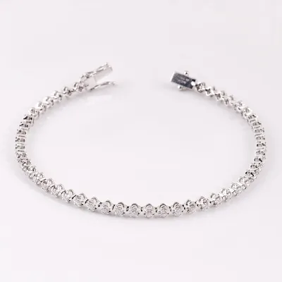 Certificate Available Round Excellent Cut Natural Vvs Diamond Bracelet Jewelry in Solid 18k White Gold As Gift