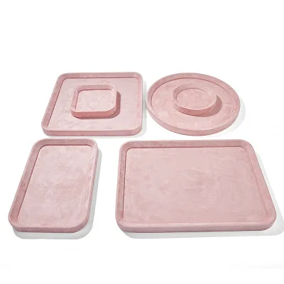 Wholesale Microfiber Soft Velvet Jewelry Ring Earring Necklace Pendant Bracelet showcase Packaging Display Tray OEM logo Stock