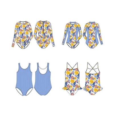 Factory Direct Customizable Quick-Dry Kids Swimwear UV Protection Children's Swimsuits Beach Pool Custom Prints Adults