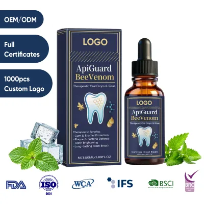 Private Label Natural Propolis Mint Mouthwash Travel Size Breath Freshener Refreshing Clean Helps Maintain Healthy Gums
