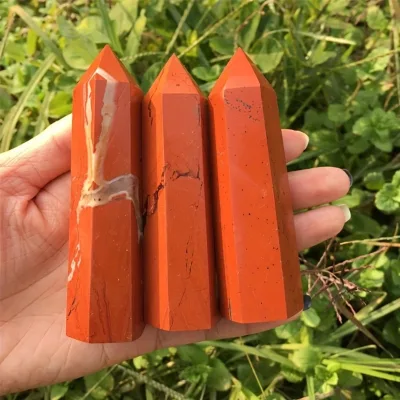 Wholesale Red Jasper Pillar Healing Crystal Craft, Home Decor Tabletop Ornament