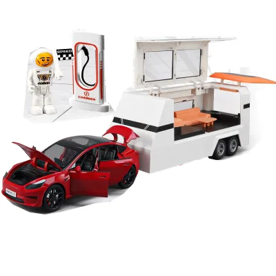 KK Factory Sale NEW 1:24 Alloy Model RV Car with 6 Door & Rear Trunk Openings Light & Sound Pull Back Function