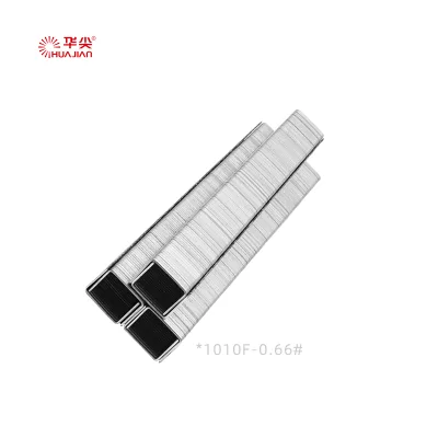 Huajian 1010F 22GA Steel Low-Profile Hot-Dip Galvanized Staples (10mm Leg) 0.66# for DIY Home Repairs & Trim Work