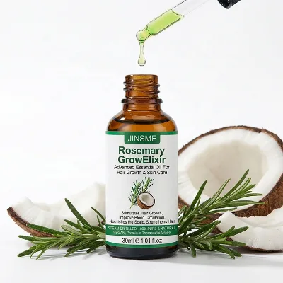 Rosemary Herbal Tea & Coconut Oil Elixir OEM/ODM Hair Serum 2-IN-1 Formula Hair Growth Prevents Breakage Repairs Hair 30ml Vegan