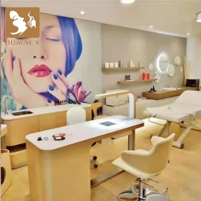 New Luxury Light-Style Nail Table with Lighting for Nail Shop Office Chairs