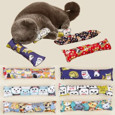 Playpal Eco-Friendly Cute Plush Cat Grass Chew Toy Pillow with Catnip & Catmint for Calming