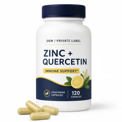 OEM Zinc Quercetin Capsules-Natural Immune Support 120 Vegetarian Capsules | OEM/Private Label for Adults
