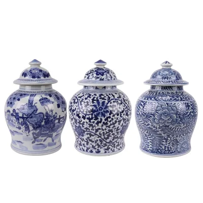 RZSi46-C/RZSi46-E/RZSI48-A Chinese Styles Porcelain Twisted Flower Qilin  Pattern Ceramic Lidded Jar Table Flower Vase