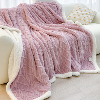 Luxury Winter Thick Double-layer Polyester Fleece Throw Blanket-Home Office Sofa Bedding Accessories