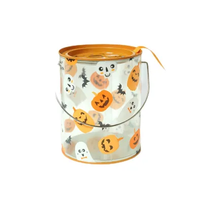 Custom Printed Clear Tin Containers with Metal Bale Handle Personalized Transparent Pails for Holiday Promotion