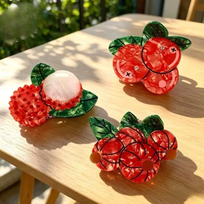 Extra Fashion New High Sense Three-Dimensional Acetate Lychee Shape Clip Elegant Fashion Hair Shark Clip Handmade Women's Gift