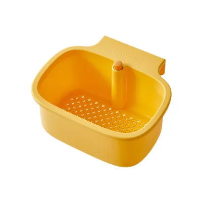 GREENSIDE Plastic Hanging Sink Drain Basket Food-Residue Separator Push-Down Strainer Keeps Hands Clean