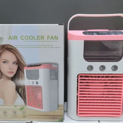 New Cross-border Spray Fan with Three Nozzles and Humidifier. Office Quiet Fan for Dormitory Rechargeable Small Electric Fan
