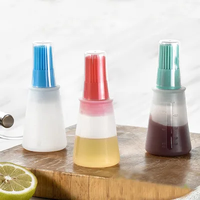2in1 Silicone BBQ Barbecue Pastry Brushing Silicone Honey Oil Bottle with Brush