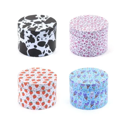 NEW Wholesale Funway Zinc Alloy 4-Piece 50mm Herb Grinder UV Full Printing Tobacco Crusher for Accessories for Smoke Shop