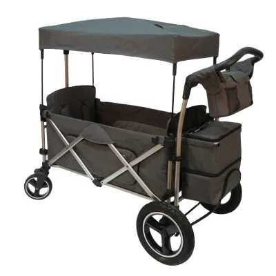 Alum Twin Double Baby Stroller Wagon Folding Wagon With Canopy for Kids and Cargo Garden Outdoor Park Utility Baby Wagon