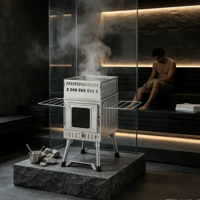 Portable Stainless Sauna Wood Stove Multifunctional Stone Box Glass Window for Backyard Spa Cabin Use