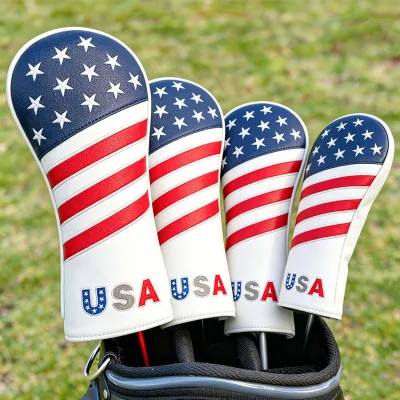 OEM High Quality Waterproof Customized Golf Headcovers with Magnetic Closure for Driver/3 Wood/Hybrid PU Leather Embroidery Logo