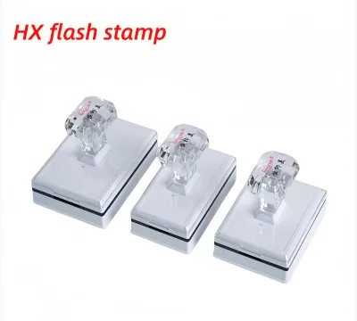 Office Flash Stamp Crystal Diamond Handle Personalized HX White Plastic Flash Stamp with Edgeless Photosensitive Pad Seal