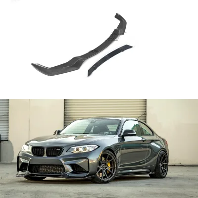 K Style Dry Carbon Fiber Front Bumper Lip Splitter F87 M2 M2C 2016-2021 Aerodynamic Body Kit Spoiler Car Tuning Accessories
