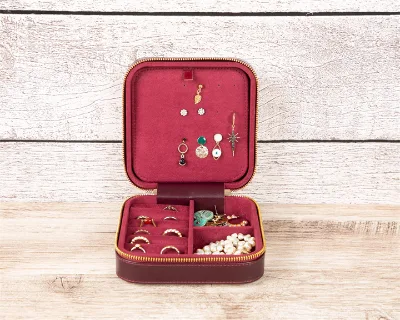Factory Selling Color Matching Round Jewellery Organizer Quality Travel Jewelry Bags Jewelry Box