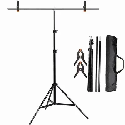 2*2m Camera Studio Photo T-Shape Photography Background Support Backdrop Stand Holder Crossbar Kit with Clamps