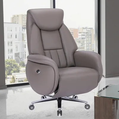Luxury High Back Ergonomic High Quality Executive Metal Frame Office Desk and Chair Set PU Leather Office Manager Chair