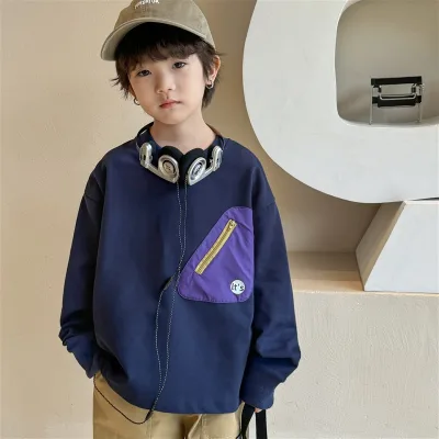 Haima's House 2025 Unisex Spring Autumn New Printed Solid O-Neck Polyester/Cotton Breathable Sweatshirt Children's Casual