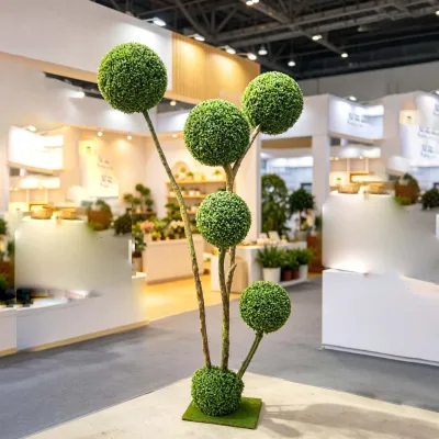 Multi Ball Artificial Milan Topiary Tree Potted Faux Boxwood Sphere Plant Indoor Living Room Hotel Floor Green Decor