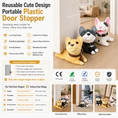 Custom Logo Cute Animal Design Reusable Door Stopper OEM ODM Portable Plastic Door Holder for Kids Room Bedroom