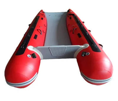 Hot Sales 4.5m High Speed Inflatable Boat Catamaran with air Mat Floor for Sale Catamaran Inflatable Boat