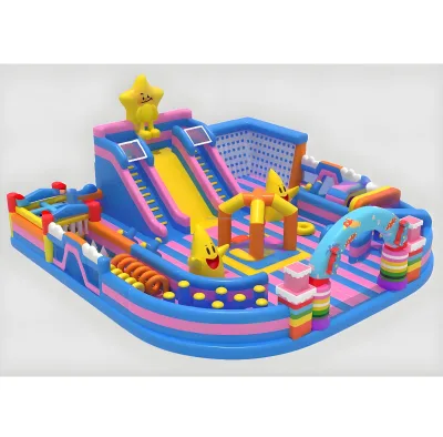 Customized Obstacle Course Inflatable Castle Theme Bounce Park Inflatable Trampoline Park With Slide