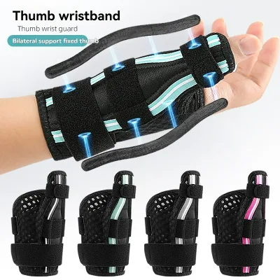 Thumb Support Sports Wristband, Breathable Double-Strap Thumb Brace with Hook-and-Loop Fastener for Tendon Sheath Compression