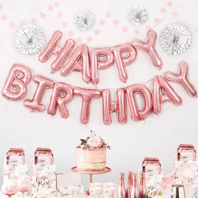 Wholesale 16-inch Birthday Happy Letter Polyester Film Helium Balloon Set for Party Supply of Birthday Decorations