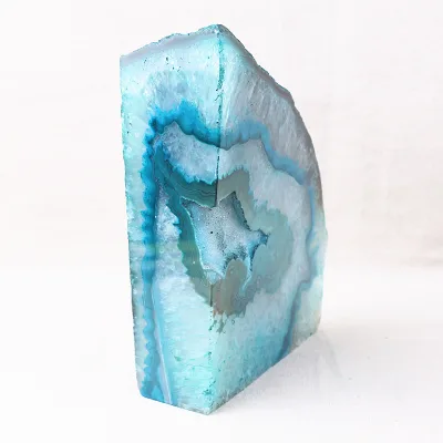 Huiying Bookends Kids Blue Agate Custom Modern Decorative Desk Table Bookshelf Organizer Children Stone Bookends For Kids Room Crafts