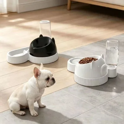 Dog bowl, automatic water dispenser, protects the cervical spine, adjustable height, dog food bowl, small dog pet bowl
