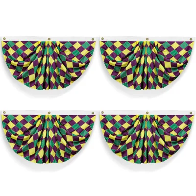 Wholesale Mardi Gras Bunting Banner Half Round Bunting Flag