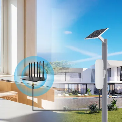 Outdoor 5G Signal Booster Transceiver with 2.5Gbps POE/DC Power Supply 1GE LAN 1 SIM 1 Type-C Port 300-500sqm Coverage