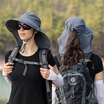 Waterproof Fabric Mountaineering Hat Male Anti-UV Sun Hats Outdoor Fishing Cap Wide Brim Caps Bucket Hat Boonie Hat