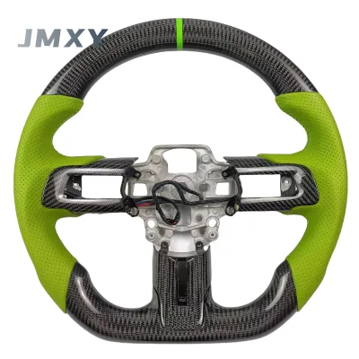 Customizable Perforated Leather Carbon Fiber Sports Design Steering Wheel Fit for Ford Mustang 2018-2023 Models & Dodge