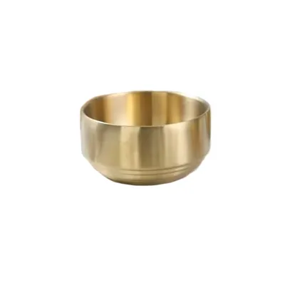 Hot Sell Metal Soup Bowl Golden Stainless Steel Thickened Double Layer Rice Bowl With Lid Ice Cream Snack Bowl