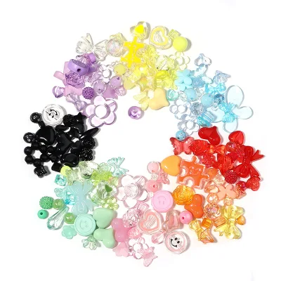 Random Mixed Cartoon Loose Beads DIY Phone Strap Accessories with Acrylic and Plastic Beaded Phone Case
