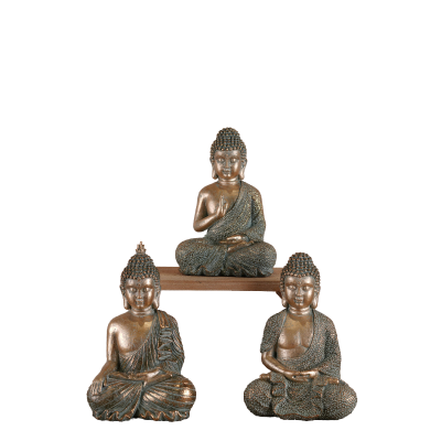 Antique Finish Resin Buddha Statue Feng Shui Religious Figurine Buddhism Style Home Decoration and Gift Idea
